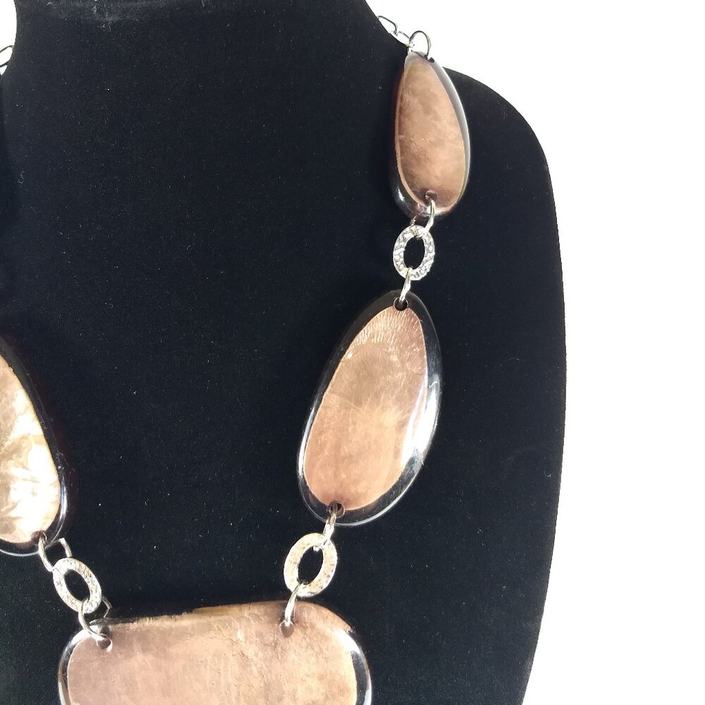 Large Rounded Jointed Statement Flat Bead Silver … - image 4